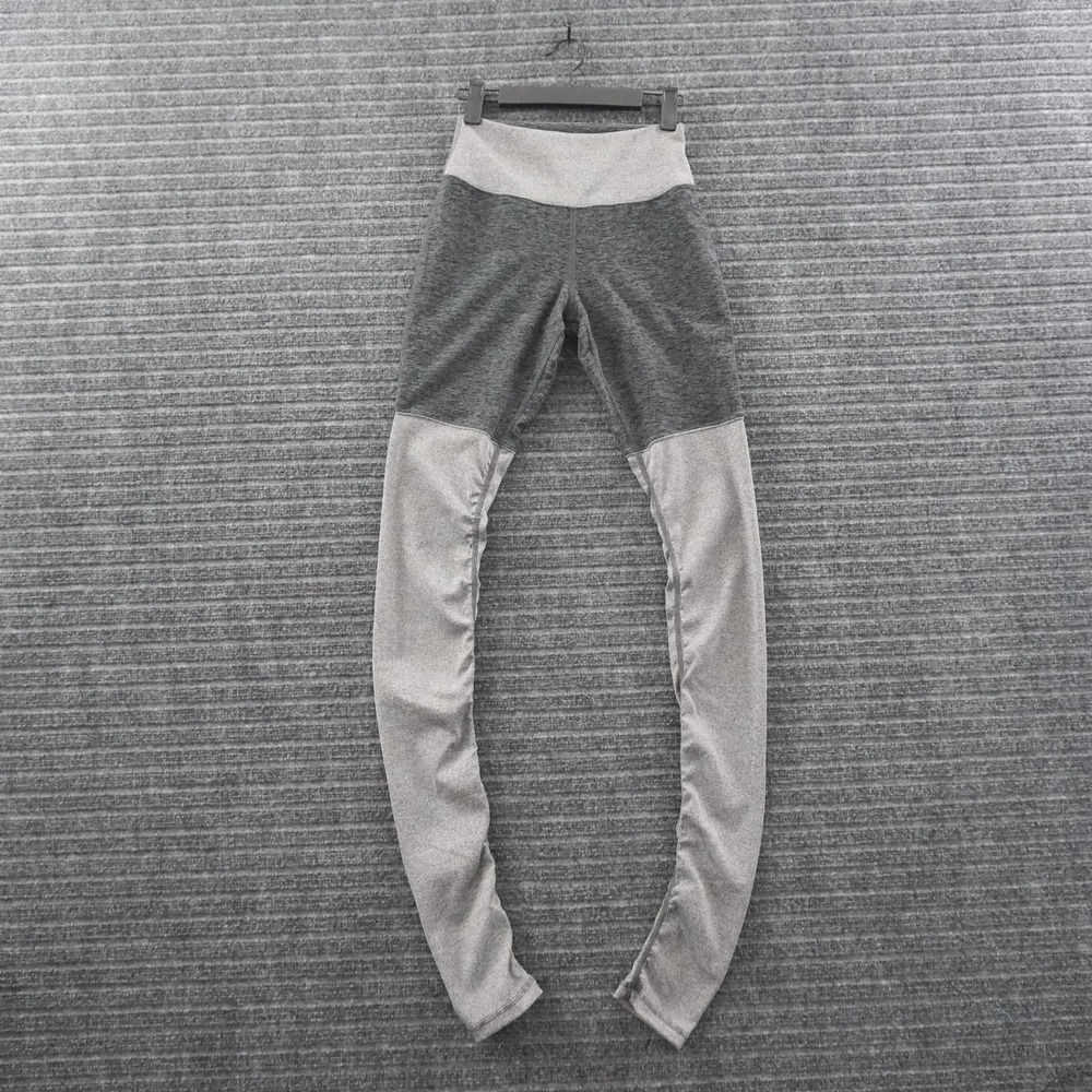Alo Yoga Leggings Womens M Grey Colorblock High Waisted Goddess Stacked Leg